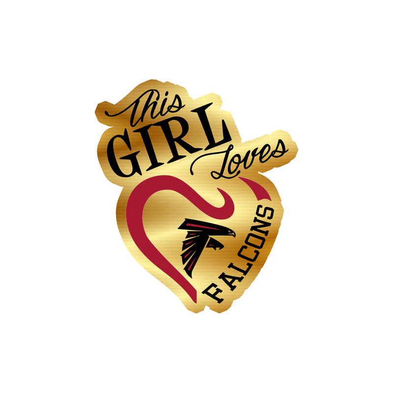 Atlanta Falcons - This Girl Loves Falcons - Gold Chrome Vinyl Sticker - Custom Size