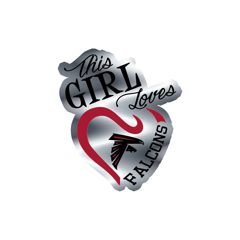 Atlanta Falcons - This Girl Loves Falcons - Silver Chrome Vinyl Sticker - Custom Size