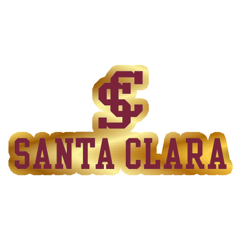 Santa Clara University Full Color Sticker - Gold Chrome Vinyl Sticker - Custom Size