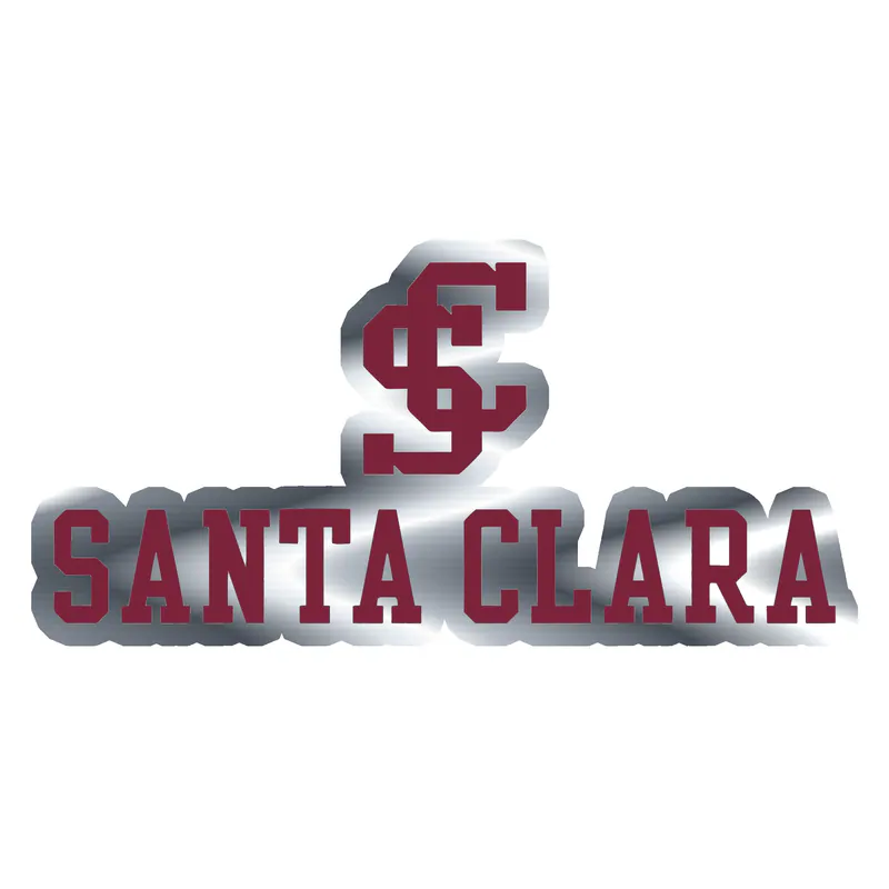 Santa Clara University Full Color Sticker - Silver Chrome Vinyl Sticker - Custom Size