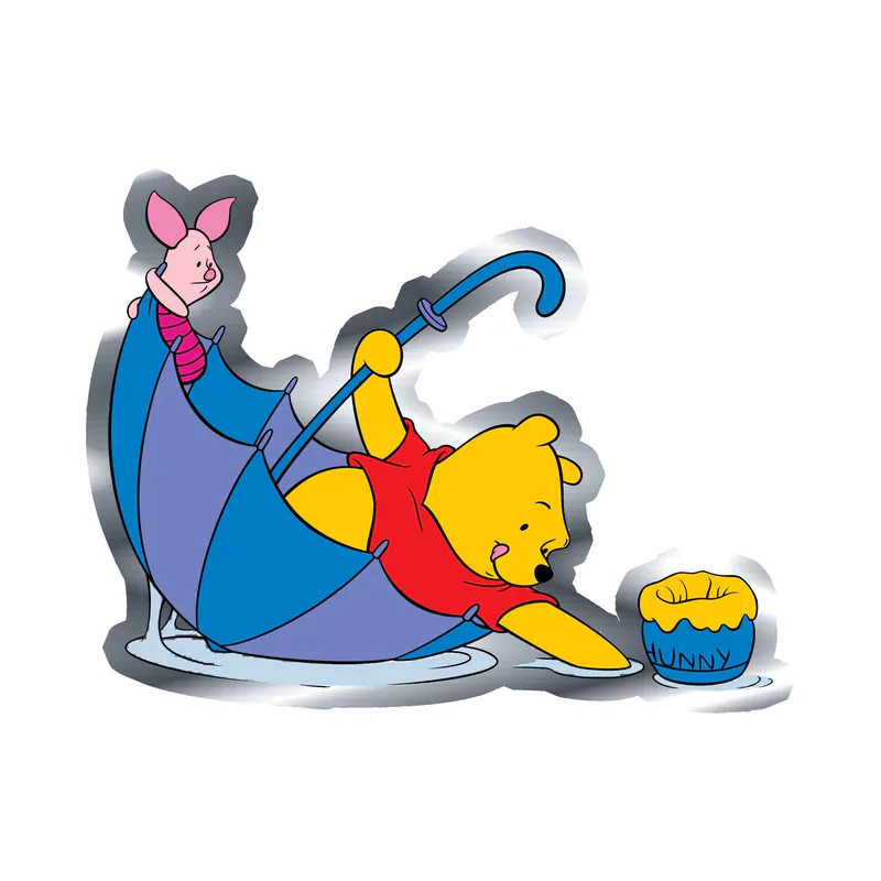 Winnie The Pooh - Pooh And Piglet - Silver Chrome Vinyl Sticker - Custom Size