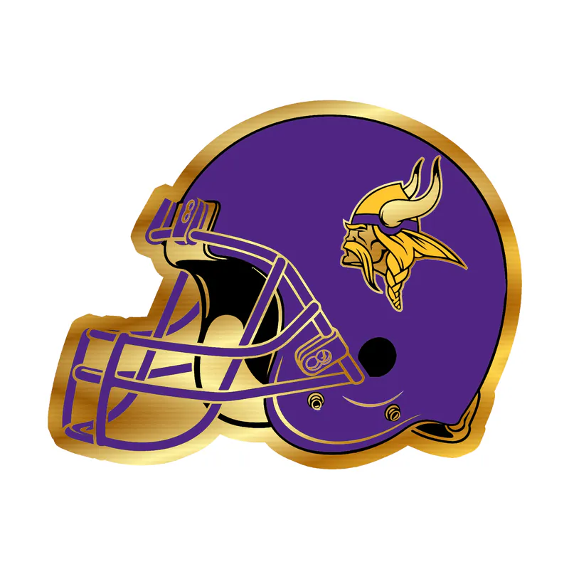 Minnesota Vikings - Purple Helmet - Gold Chrome Vinyl Sticker - Custom Size