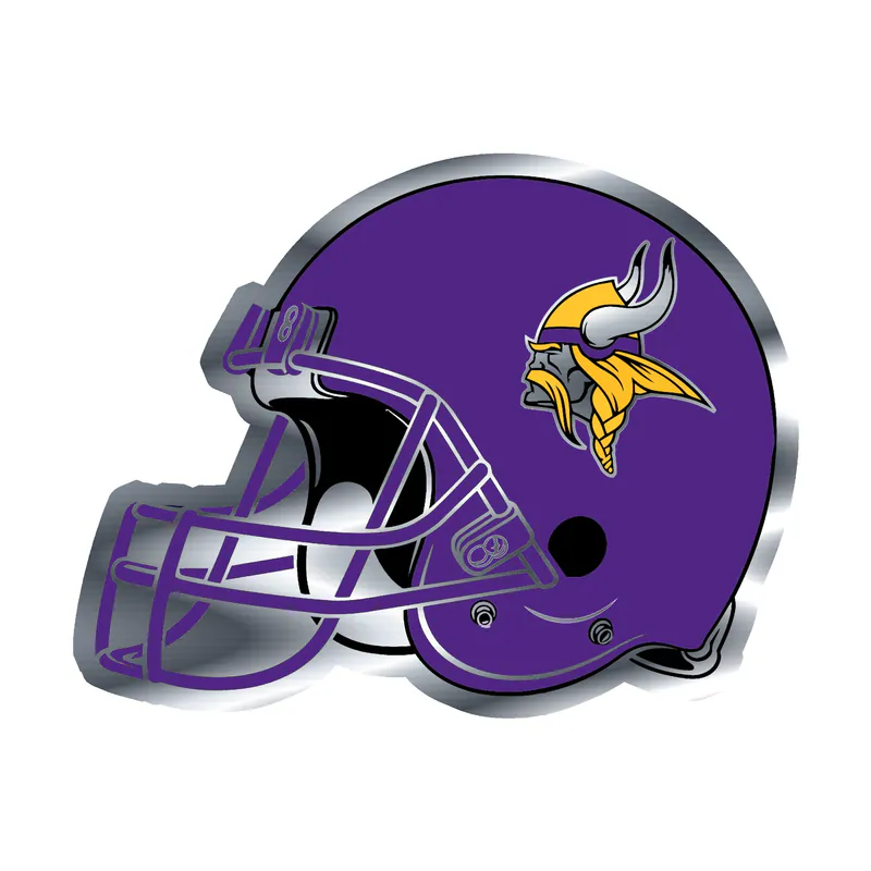 Minnesota Vikings - Purple Helmet - Silver Chrome Vinyl Sticker - Custom Size