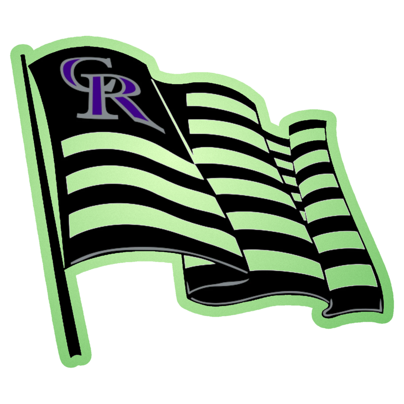 Colorado Rockies - Waving Flag - Glow in the Dark Vinyl Sticker - Custom Size