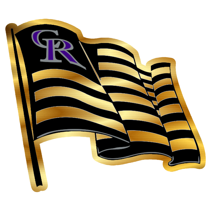 Colorado Rockies - Waving Flag - Gold Chrome Vinyl Sticker - Custom Size