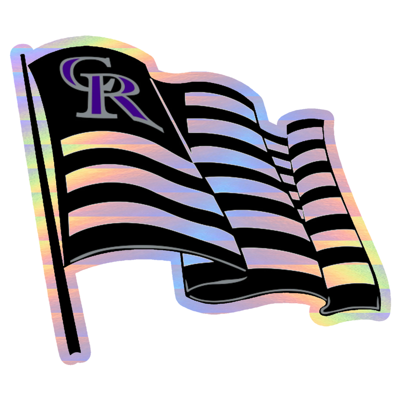 Colorado Rockies - Waving Flag - Holographic Vinyl Sticker - Custom Size