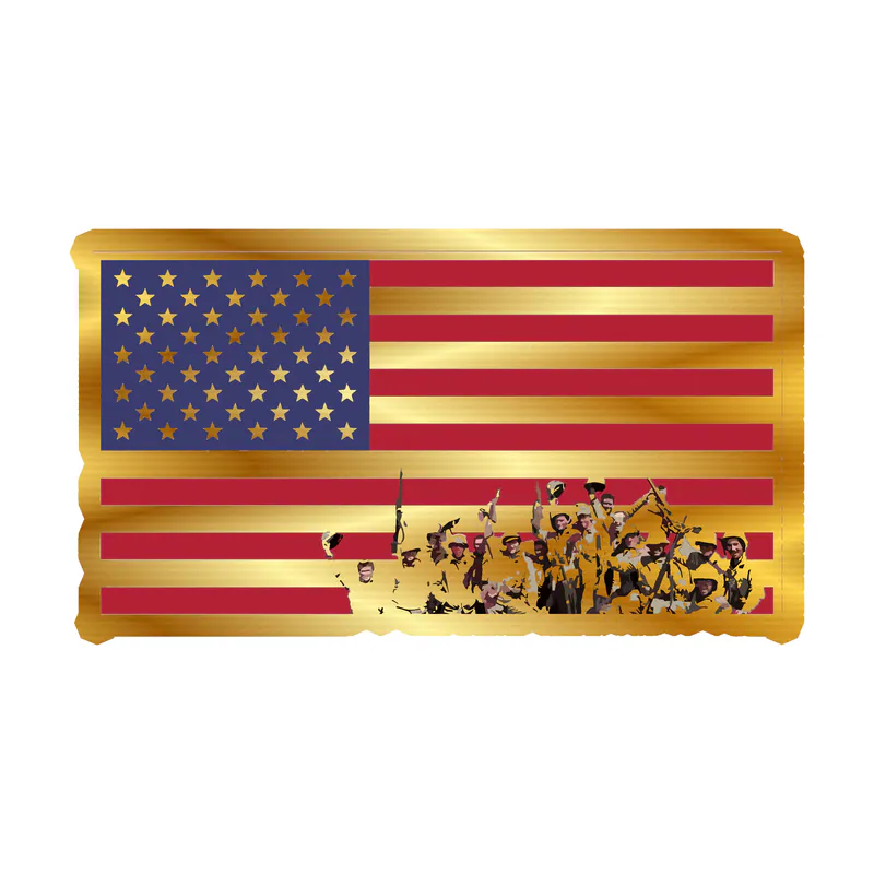 Iwo Jima Gold Chrome Vinyl Decal