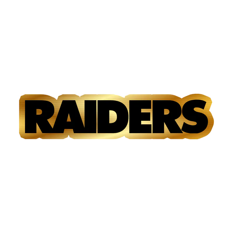 Las Vegas Raiders With Grey Outline Gold Chrome Vinyl Sticker - Custom Size
