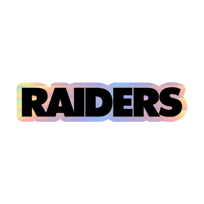 Las Vegas Raiders With Grey Outline Holographic Vinyl Sticker - Custom Size