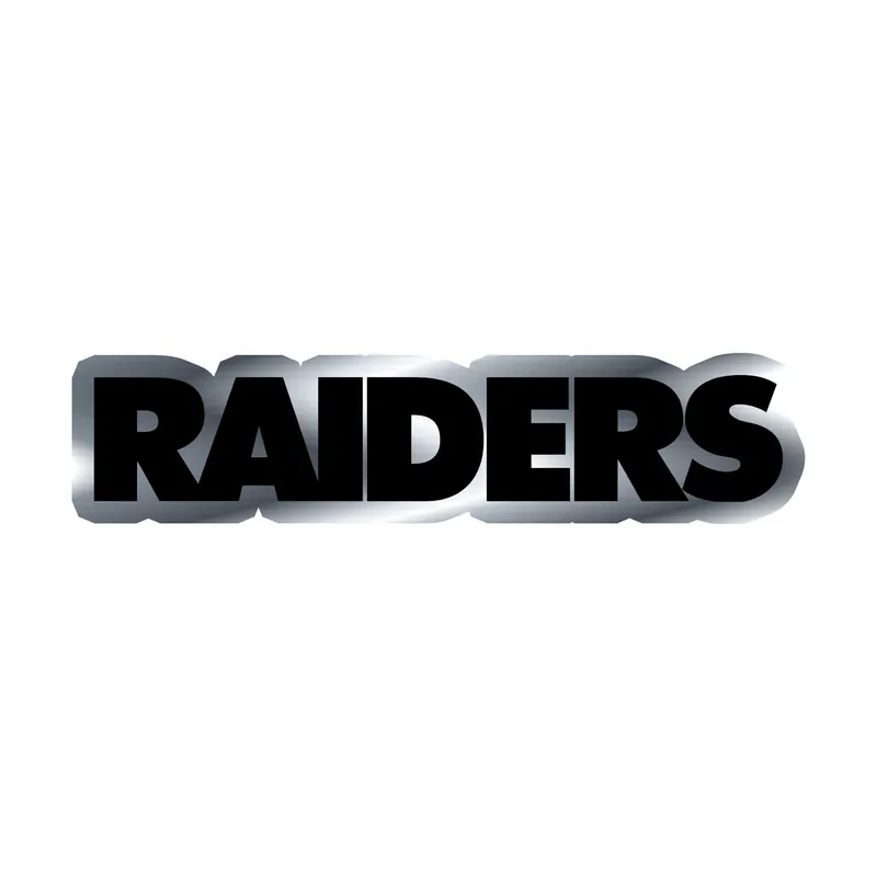 Las Vegas Raiders With Grey Outline Silver Chrome Vinyl Sticker - Custom Size