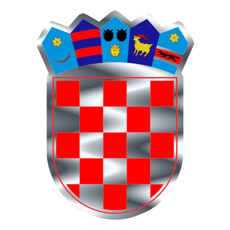 Croatian Crest Silver Chrome Vinyl Decal