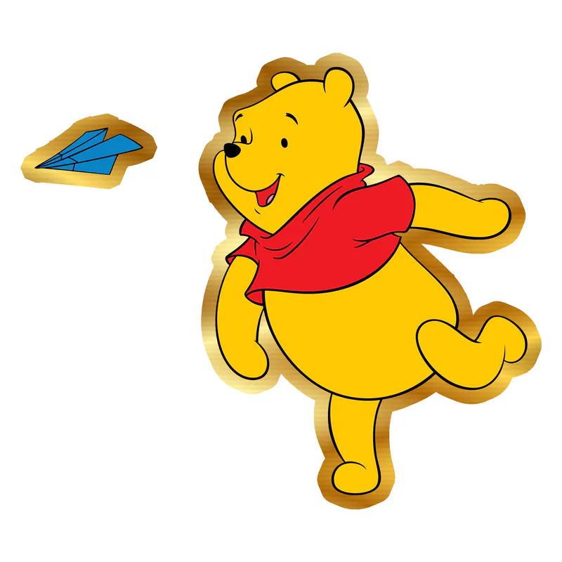 Winnie The Pooh - Gold Chrome Vinyl Sticker - Custom Size