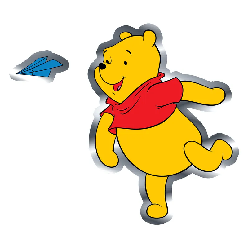 Winnie The Pooh - Silver Chrome Vinyl Sticker - Custom Size