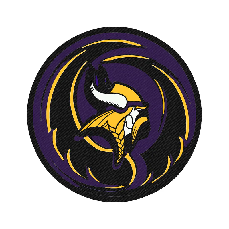 Minnesota Vikings - Purple Circle with Viking Head - Carbon Fiber Vinyl Sticker - Custom Size