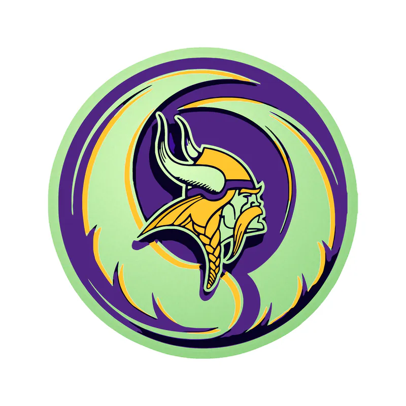 Minnesota Vikings - Purple Circle with Viking Head - Glow in the Dark Vinyl Sticker - Custom Size