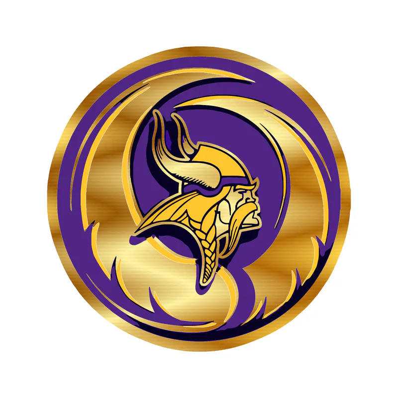 Minnesota Vikings - Purple Circle with Viking Head - Gold Chrome Vinyl Sticker - Custom Size