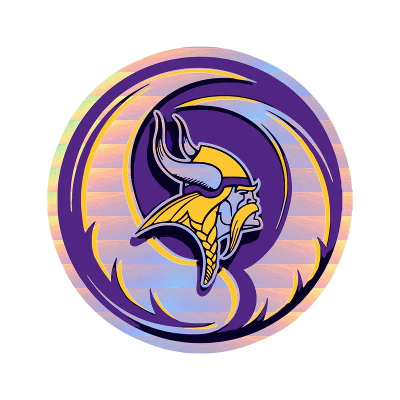 Minnesota Vikings - Purple Circle with Viking Head - Holographic Vinyl Sticker - Custom Size