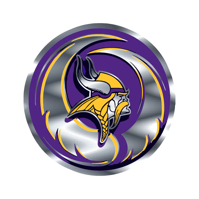 Minnesota Vikings - Purple Circle with Viking Head - Silver Chrome Vinyl Sticker - Custom Size