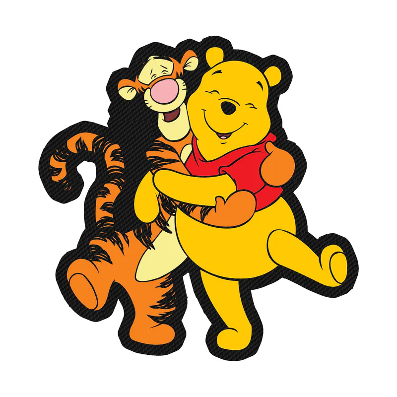 Winnie The Pooh - Pooh And Tigger - Carbon Fiber Vinyl Sticker - Custom Size