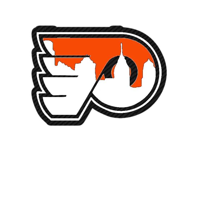 Philadelphia Flyers - P With Wings And City - Carbon Fiber Vinyl Sticker - Custom Size