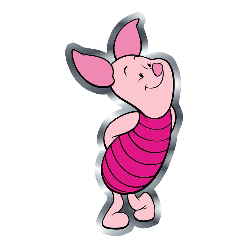 Winnie The Pooh - Piglet - Silver Chrome Vinyl Sticker - Custom Size