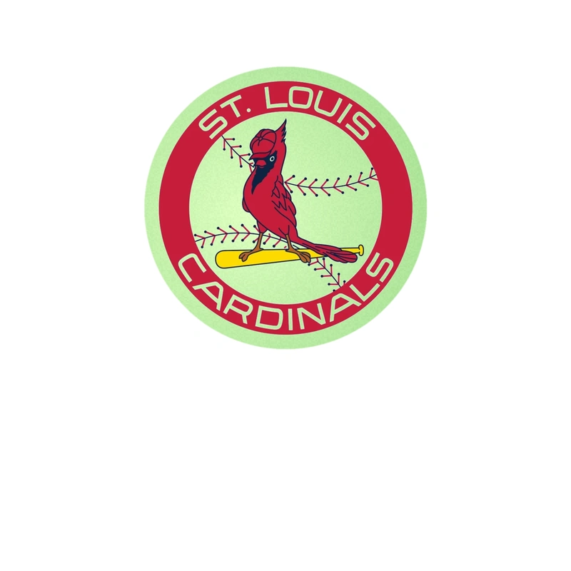 St. Louis Cardinals - Circle With Baseball And Bird In Middle - Glow in the Dark Vinyl Sticker - Custom Size