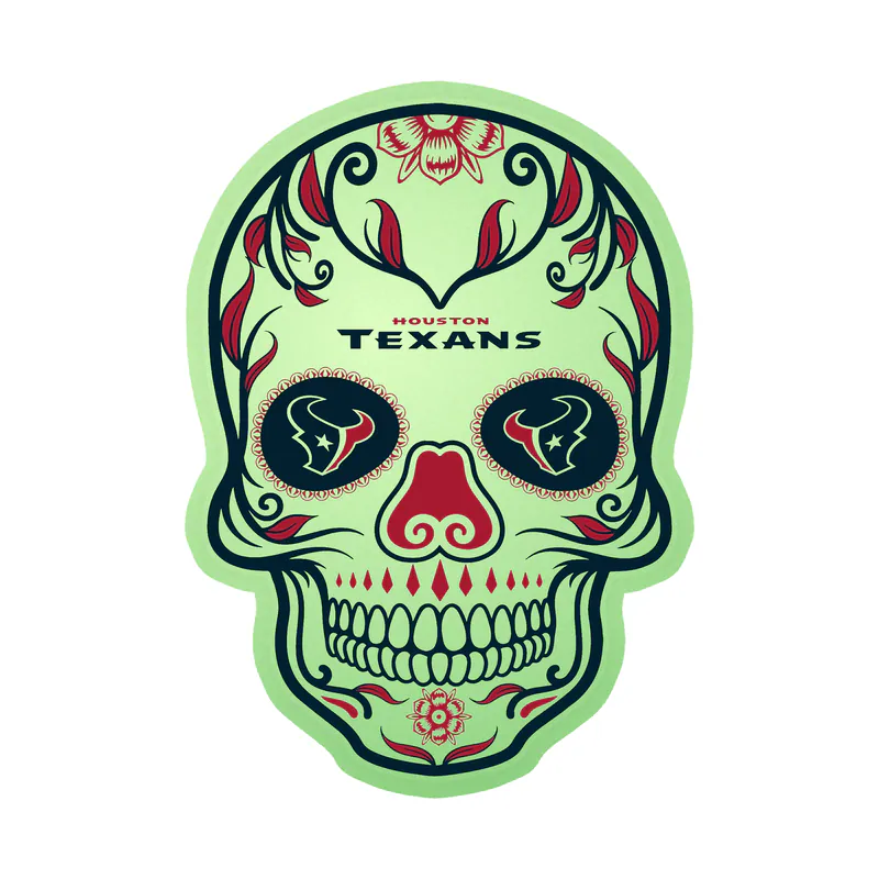 Houston Texans - Sugar Skull - Glow in the Dark Vinyl Sticker - Custom Size