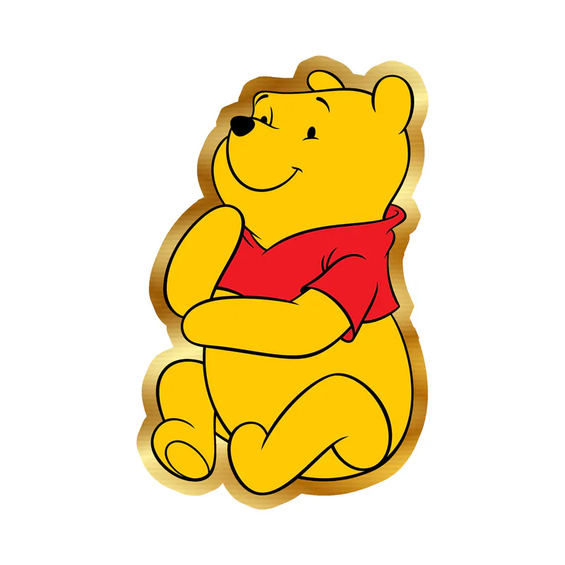 Winnie The Pooh - Gold Chrome Vinyl Sticker - Custom Size