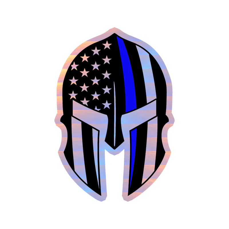 Blue Line American Flag - Holographic Vinyl Decal - custom size