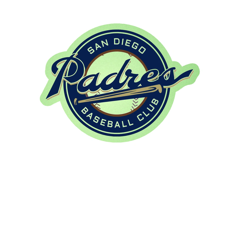 San Diego Padres - Blue Circle Baseball Club - Glow in the Dark Vinyl Sticker - Custom Size