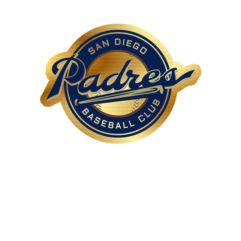 San Diego Padres - Blue Circle Baseball Club - Gold Chrome Vinyl Sticker - Custom Size