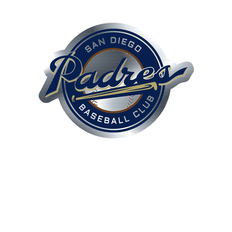 San Diego Padres - Blue Circle Baseball Club - Silver Chrome Vinyl Sticker - Custom Size