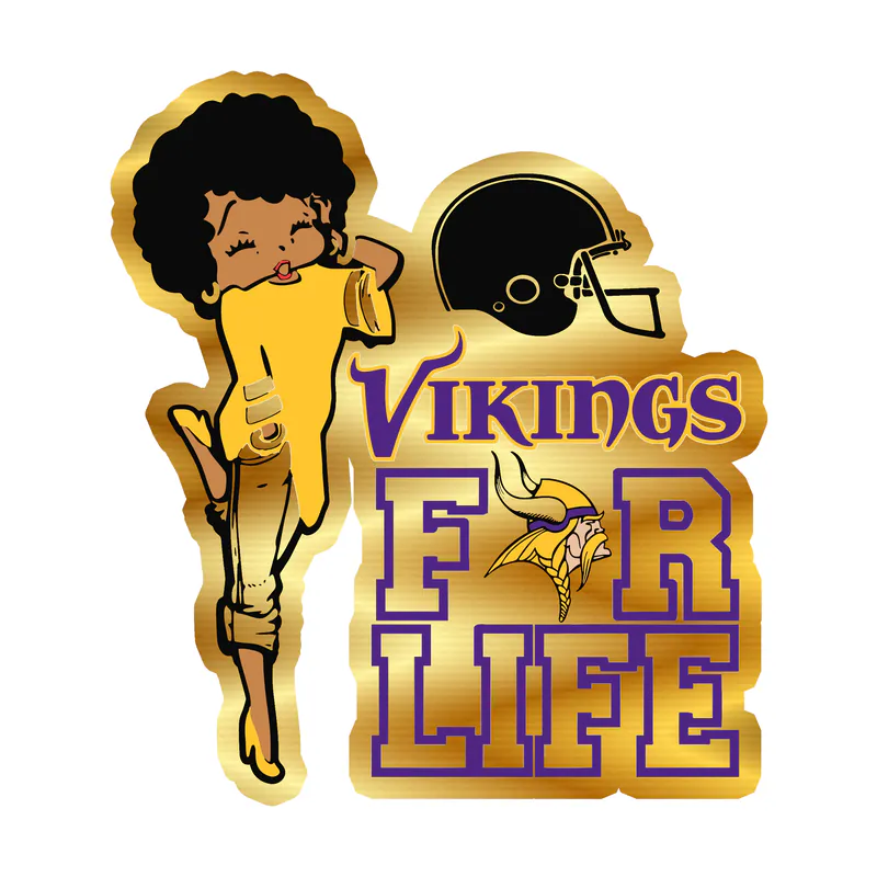 Minnesota Vikings - Vikings For Life - Gold Chrome Vinyl Sticker - Custom Size