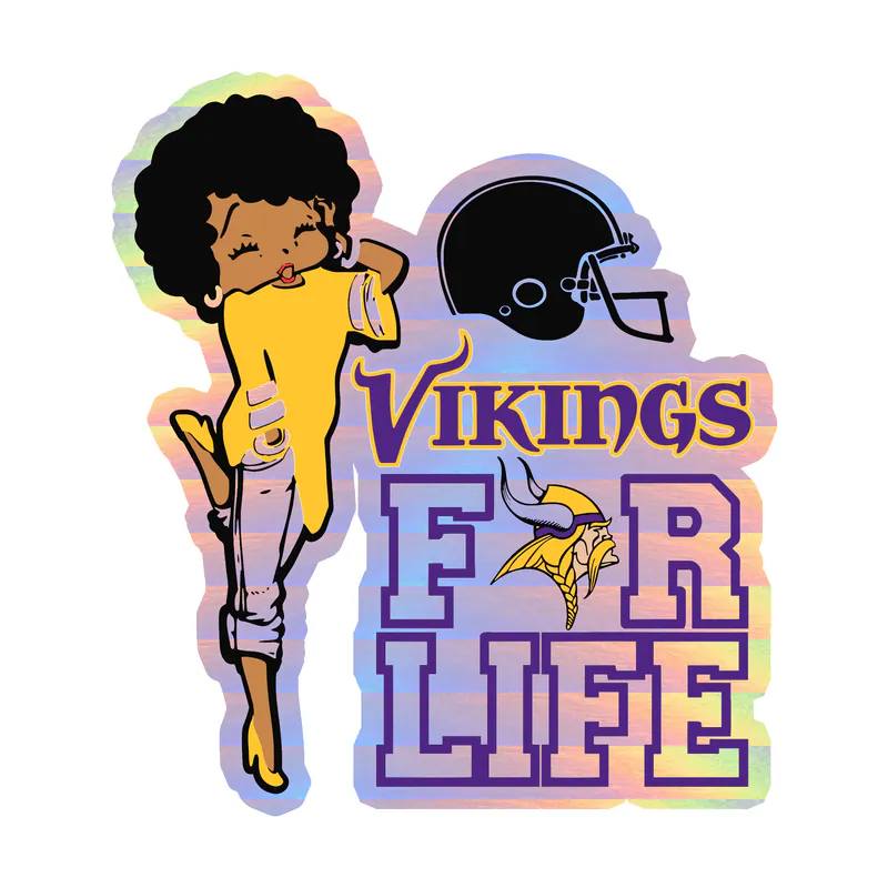 Minnesota Vikings - Vikings For Life - Holographic Vinyl Sticker - Custom Size