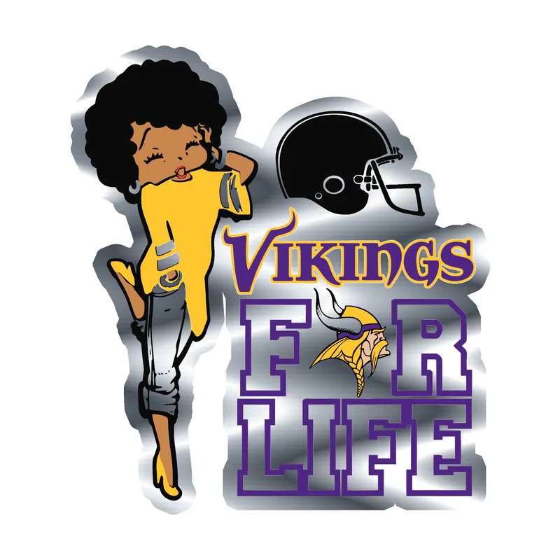 Minnesota Vikings - Vikings For Life - Silver Chrome Vinyl Sticker - Custom Size