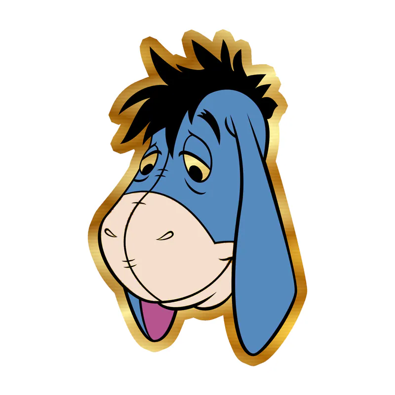 Winnie The Pooh - Eeyore - Gold Chrome Vinyl Sticker - Custom Size