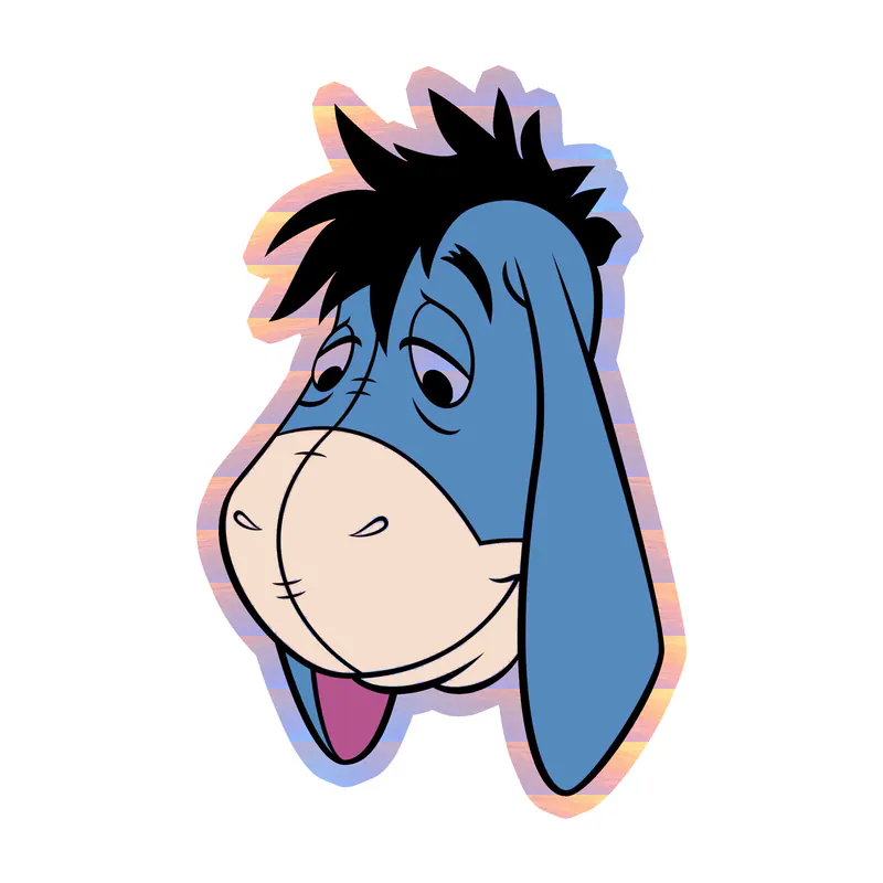 Winnie The Pooh - Eeyore - Holographic Vinyl Sticker - Custom Size
