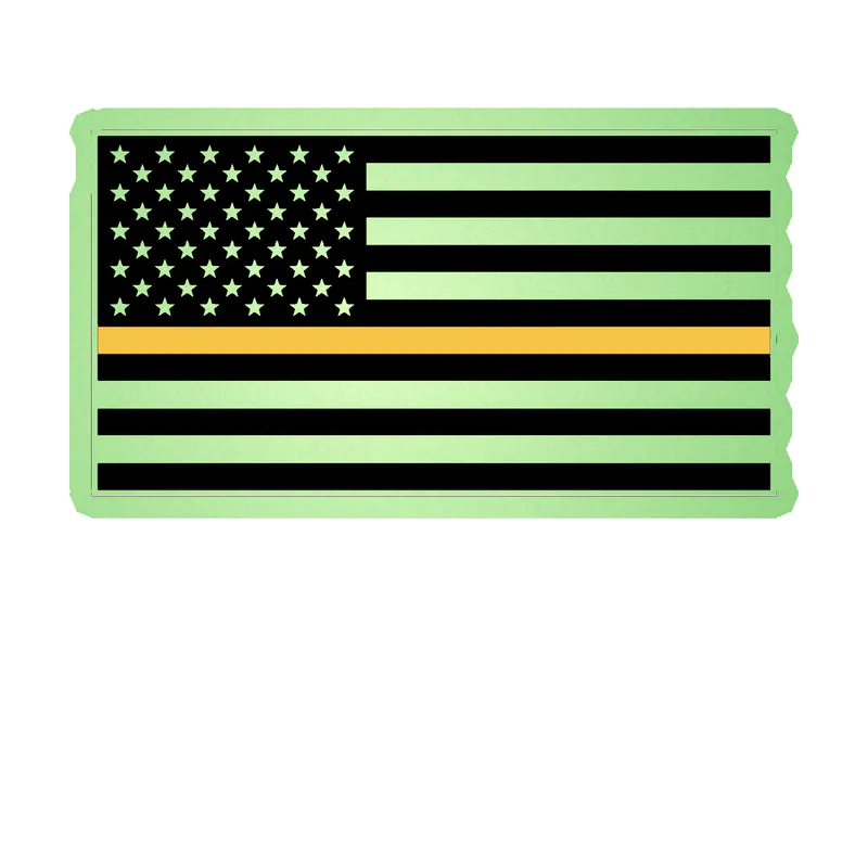 Gold Line American Flag Glow in the Dark Vinyl Decal - custom size