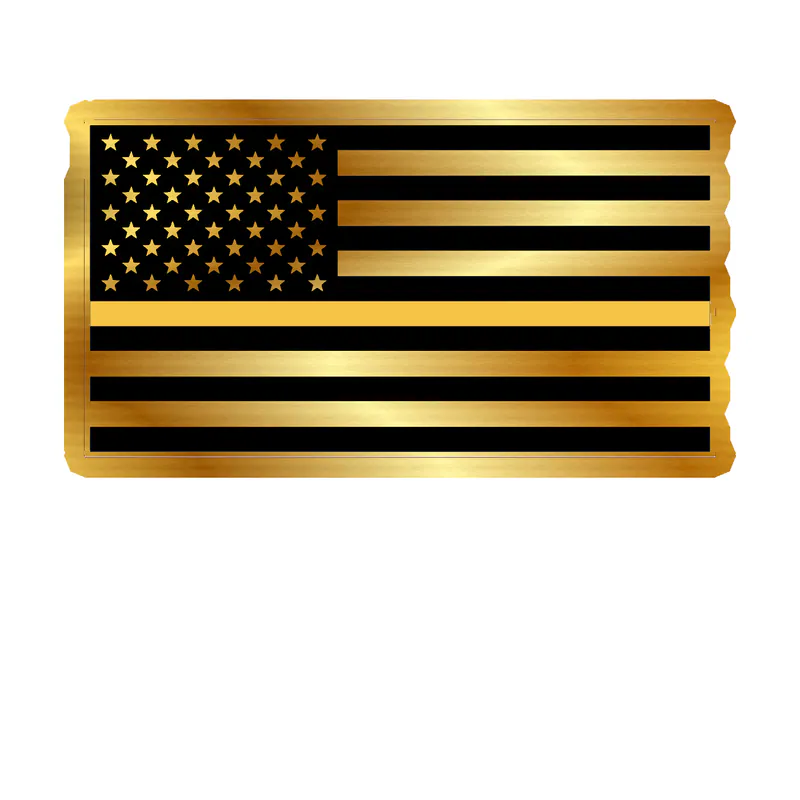 Gold Line American Flag Gold Chrome Vinyl Decal - custom size
