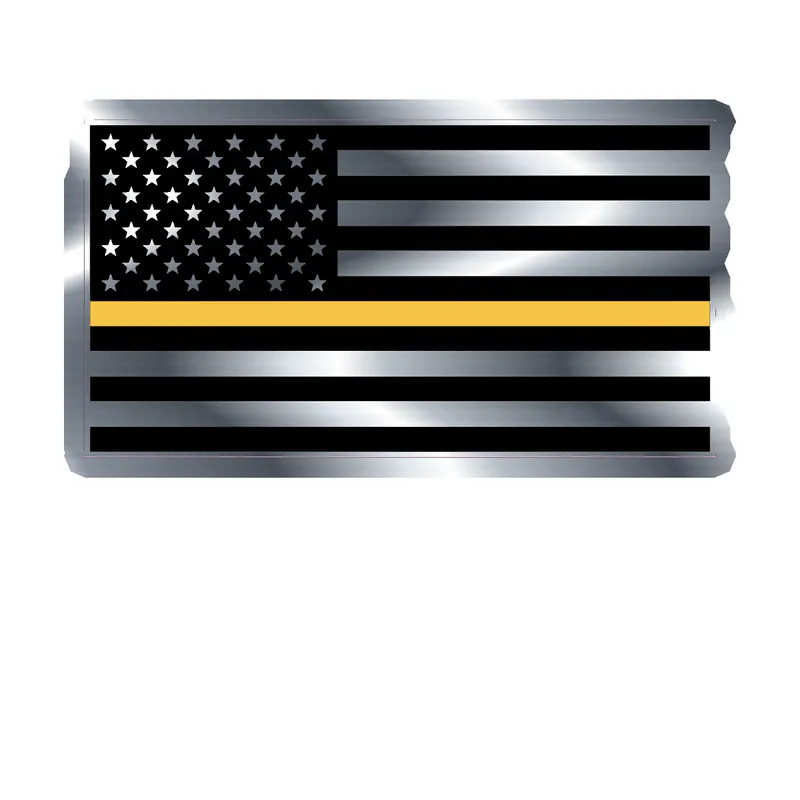 Gold Line American Flag Silver Chrome Vinyl Decal - custom size