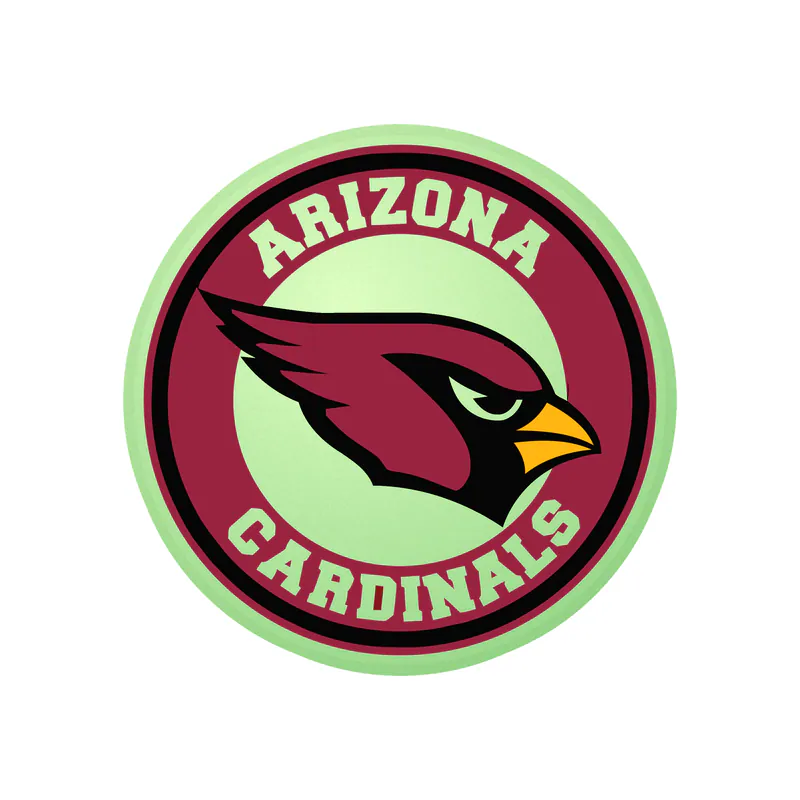 Arizona Cardinals - White Circle - Glow in the Dark Vinyl Sticker - Custom Size