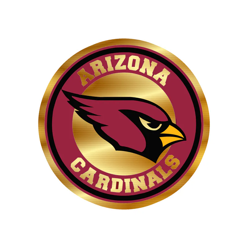 Arizona Cardinals - White Circle - Gold Chrome Vinyl Sticker - Custom Size