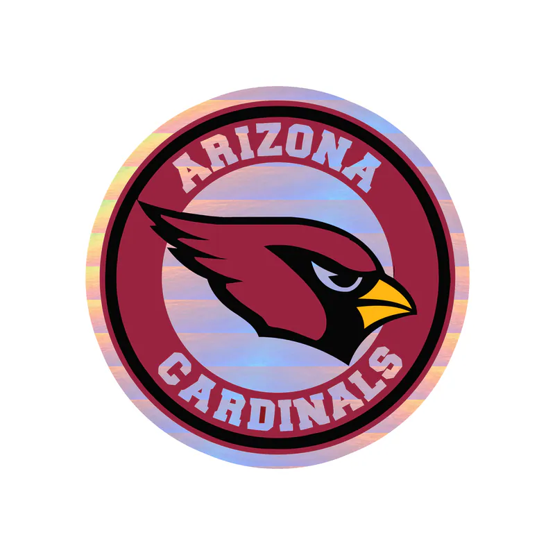 Arizona Cardinals - White Circle - Holographic Vinyl Sticker - Custom Size