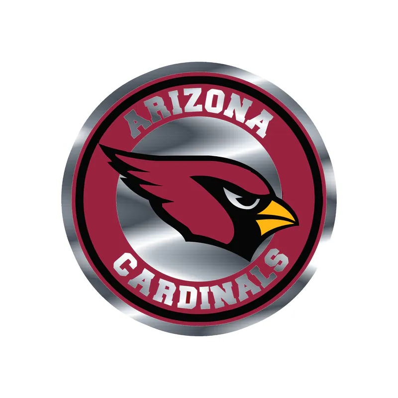 Arizona Cardinals - White Circle - Silver Chrome Vinyl Sticker - Custom Size