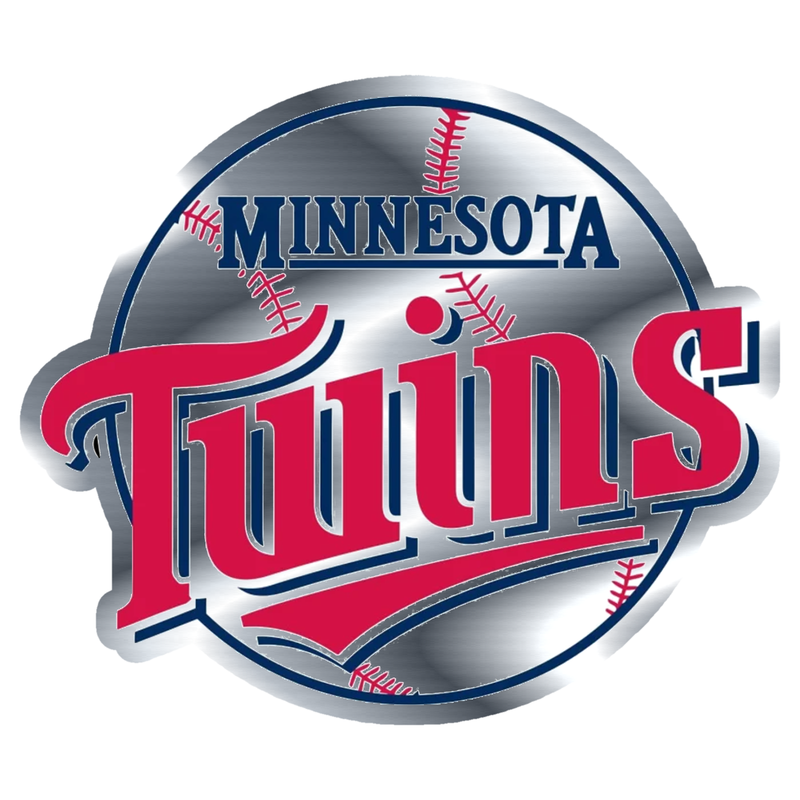 Minnesota Twins - Baseball With Name - Silver Chrome Vinyl Sticker - Custom Size