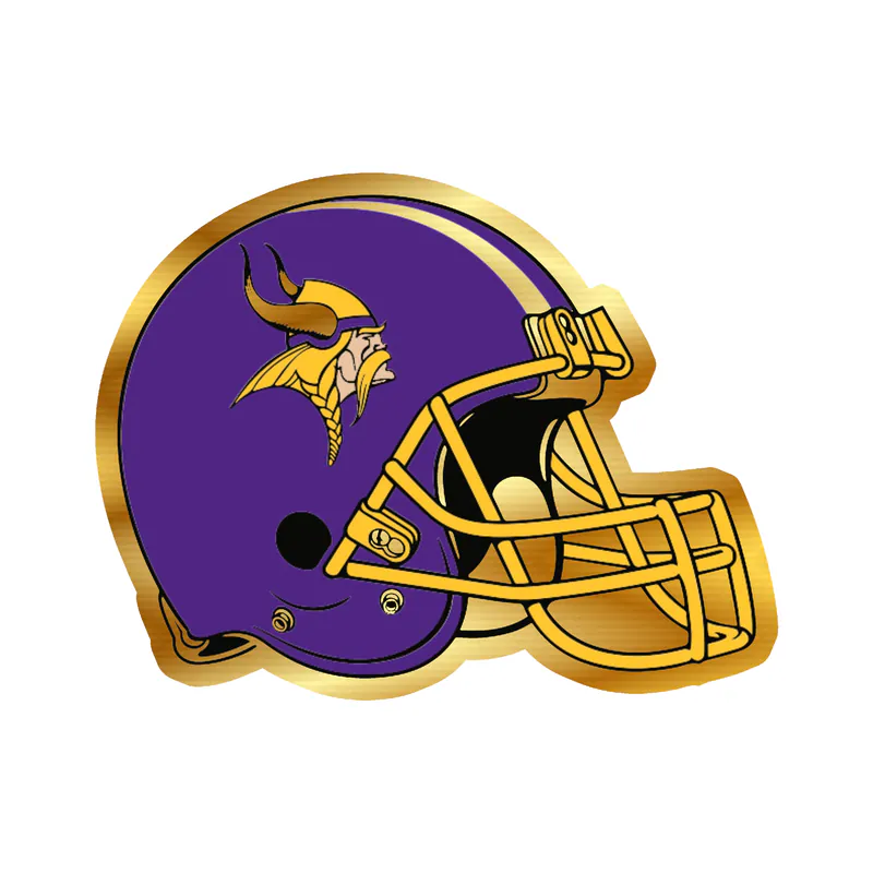 Minnesota Vikings - Purple Helmet with Stripe - Gold Chrome Vinyl Sticker - Custom Size