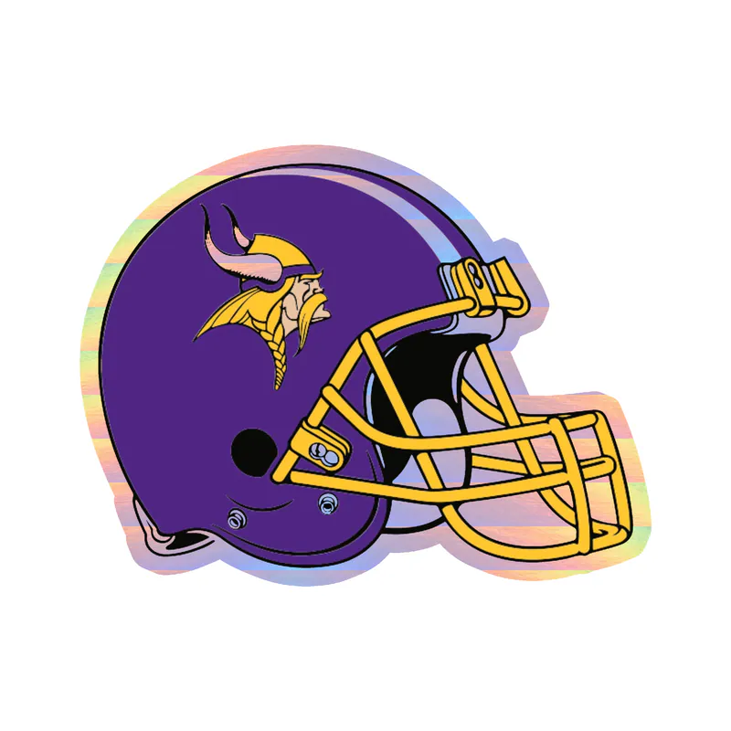 Minnesota Vikings - Purple Helmet with Stripe - Holographic Vinyl Sticker - Custom Size