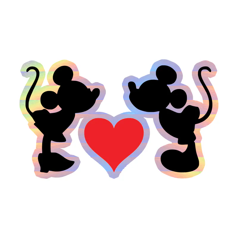 Mickey and Minnie Holographic Vinyl Sticker - Custom Size