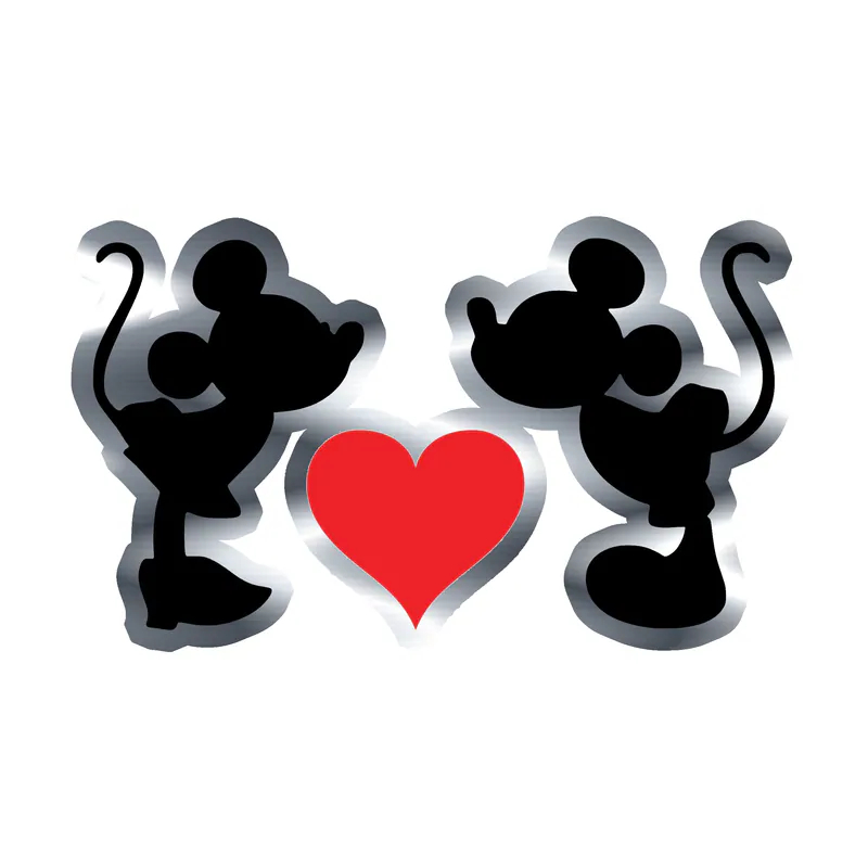 Mickey and Minnie Silver Chrome Vinyl Sticker - Custom Size