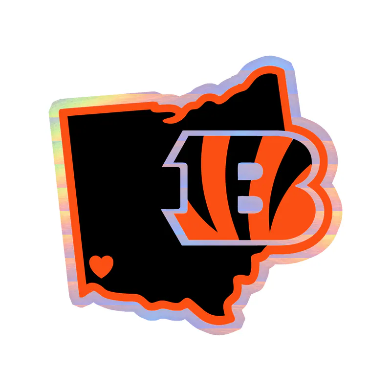 Cincinnati Bengals - State with B - Holographic Vinyl Sticker - Custom Size